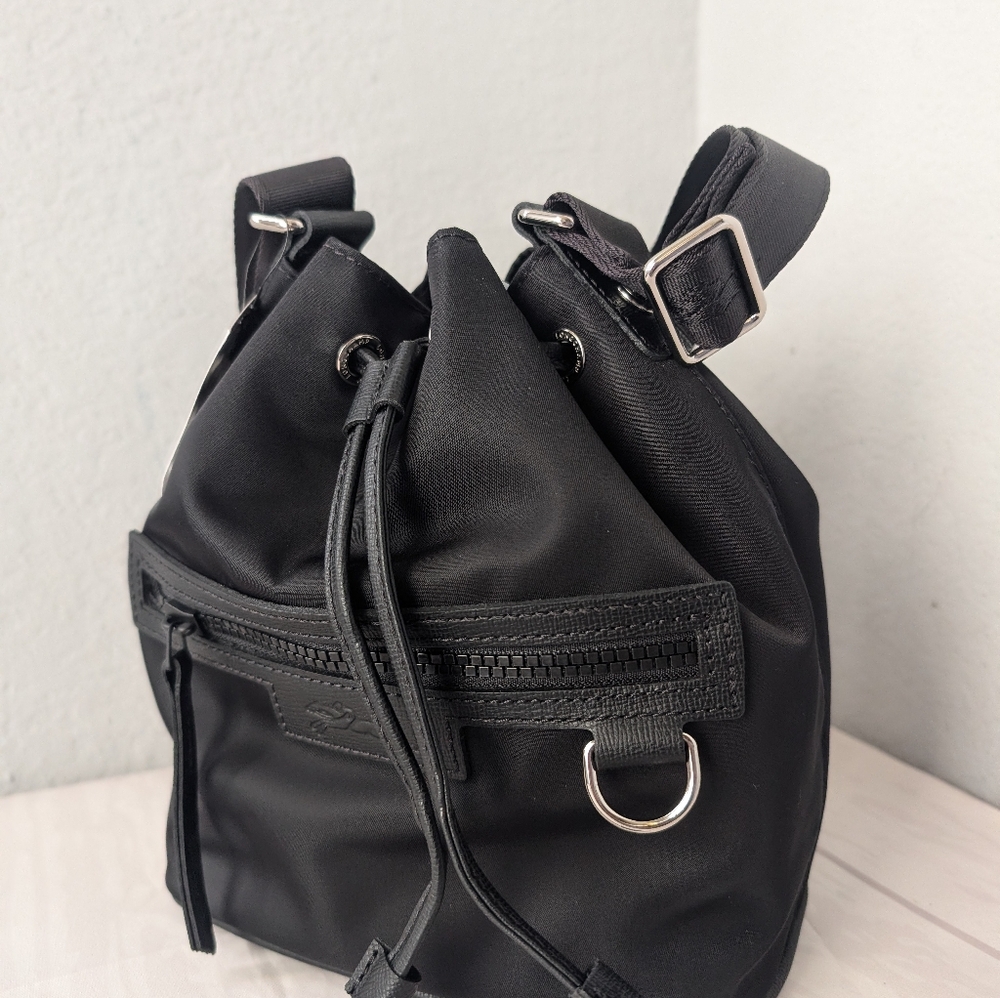 NWT Longchamp Le Pliage Neoprene Bucket Bag Crossbody In Black - Picture 2 of 5